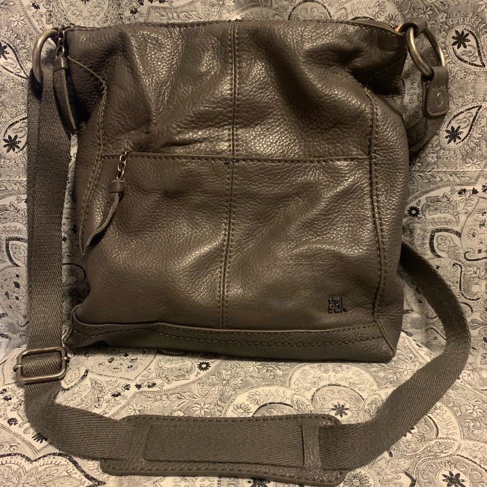 The Sak Iris slate gray leather crossbody.
